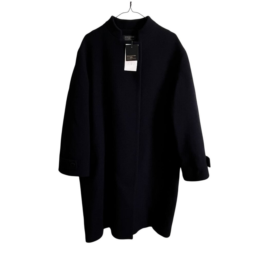 ZARA ZW Collection Wool Blend Coat – Dark Navy | Size M | Tailored Quiet Luxury - Picture 7 of 14
